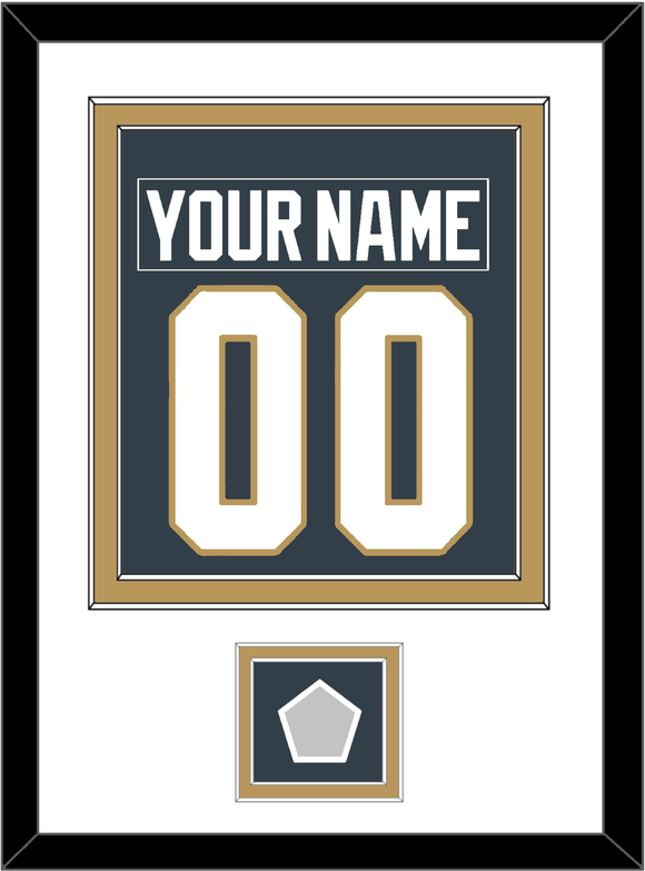 Vegas Nameplate & Number (Back) Combined, With 2023 Stanley Cup Champions Patch - Home Steel Gray - Double Mat 1