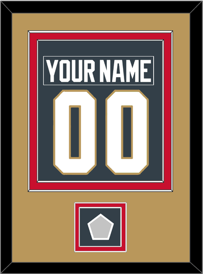 Vegas Nameplate & Number (Back) Combined, With 2023 Stanley Cup Champions Patch - Home Steel Gray - Signature Tier 2