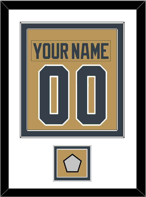 Vegas Nameplate & Number (Back) Combined, With 2023 Stanley Cup Champions Patch - Alternate Gold - Double Mat 1