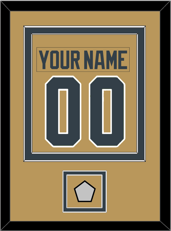 Vegas Nameplate & Number (Back) Combined, With 2023 Stanley Cup Champions Patch - Alternate Gold - Double Mat 2