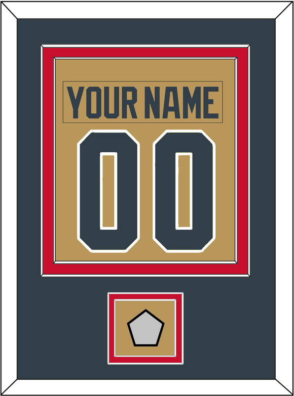 Vegas Nameplate & Number (Back) Combined, With 2023 Stanley Cup Champions Patch - Alternate Gold - Double Mat 3