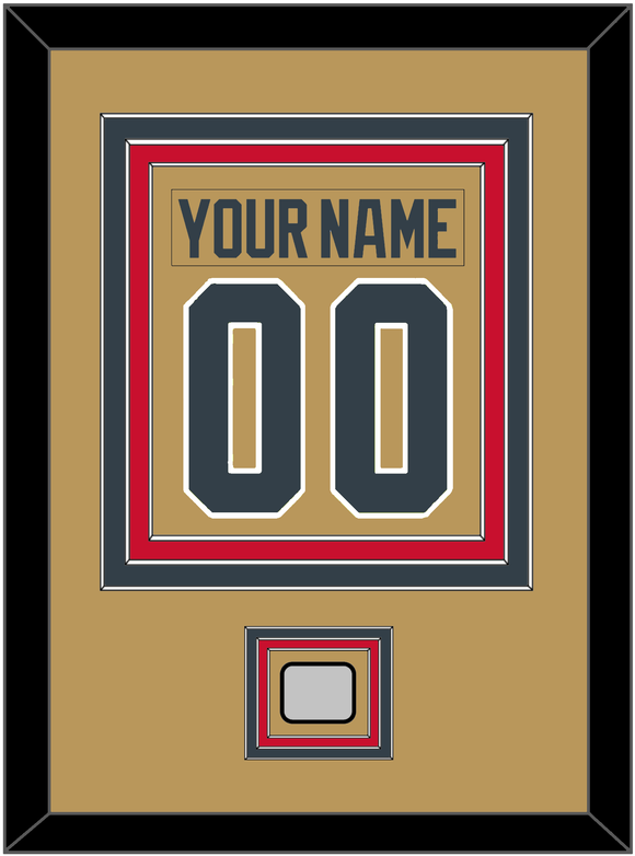 Vegas Nameplate & Number (Back) Combined, With 2023 Stanley Cup Champions Patch - Alternate Gold - Triple Mat 3