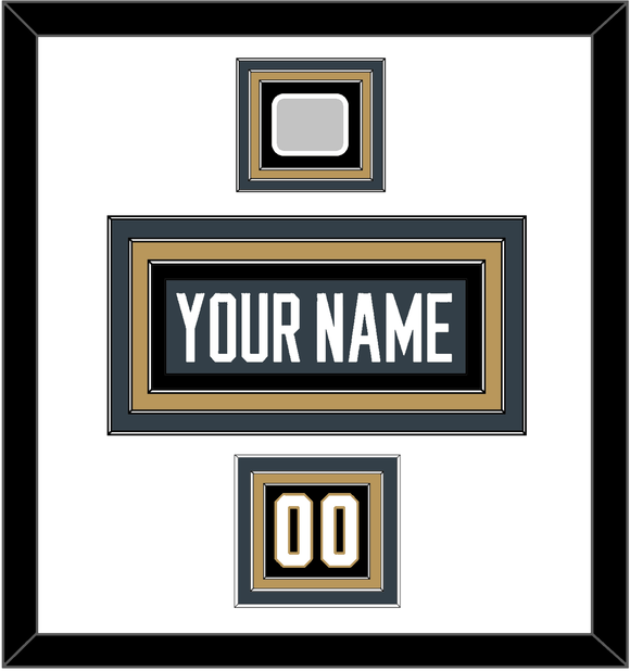 Vegas Nameplate, Number (Shoulder) & 2023 Stanley Cup Finals Patch - Home Steel Gray - Triple Mat 1