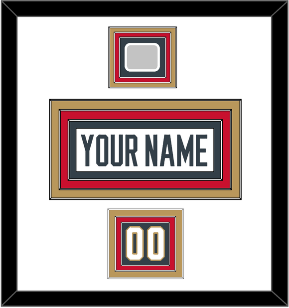 Vegas Nameplate, Number (Shoulder) & 2023 Stanley Cup Finals Patch - Road White - Triple Mat 1