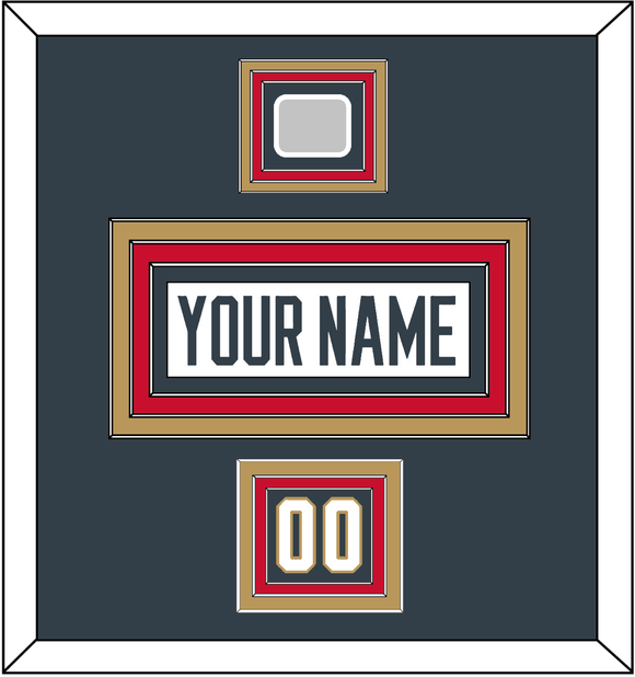 Vegas Nameplate, Number (Shoulder) & 2023 Stanley Cup Finals Patch - Road White - Triple Mat 2