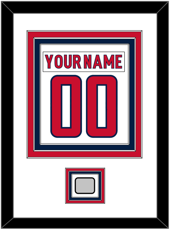 Washington Nameplate & Number (Back) Combined, With Stanley Cup Champions Patch - Road White - Triple Mat 1