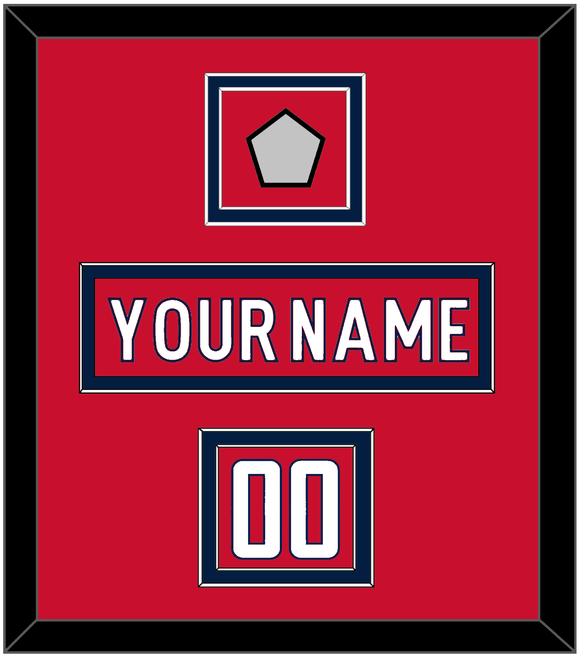 Washington Nameplate, Number (Shoulder) & 2018 Stanley Cup Champions Patch - Home Red - Double Mat 1