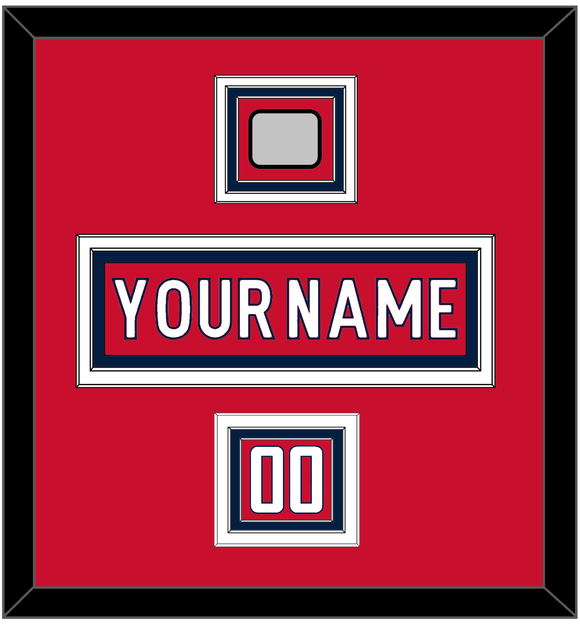 Washington Nameplate, Number (Shoulder) & 2018 Stanley Cup Champions Patch - Home Red - Triple Mat 1