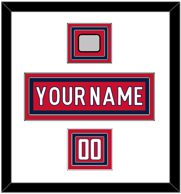 Washington Nameplate, Number (Shoulder) & 2018 Stanley Cup Champions Patch - Home Red - Triple Mat 2