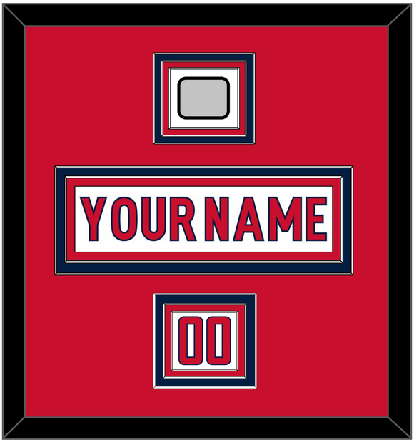 Washington Nameplate, Number (Shoulder) & 2018 Stanley Cup Champions Patch - Road White - Triple Mat 1