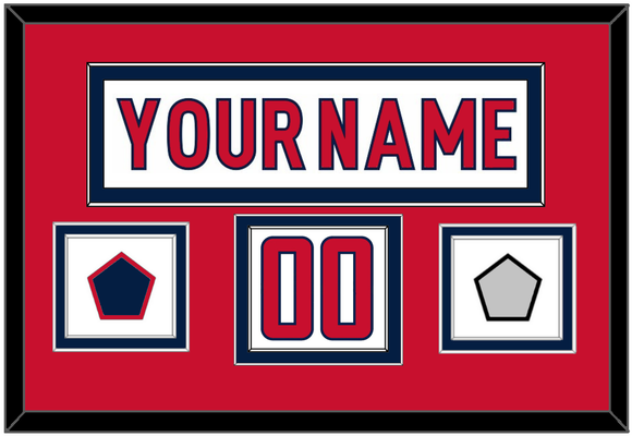Washington Nameplate & Number (Shoulder) With Stanley Cup Champions & Jersey Logo Patches - Road White - Double Mat 1