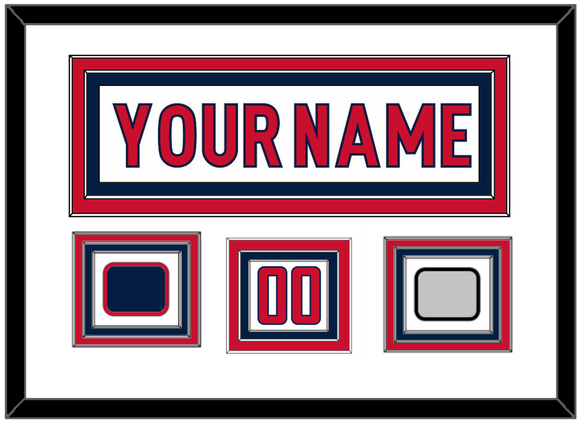 Washington Nameplate & Number (Shoulder) With Stanley Cup Finals & Jersey Logo Patches - Road White - Triple Mat 1