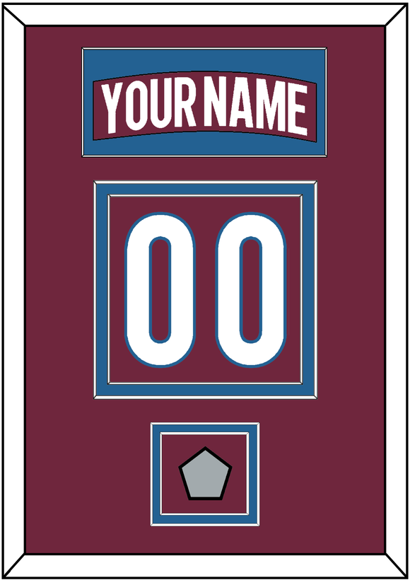 Colorado Nameplate & Number (Back) With Stanley Cup Champions Patch - Home Burgundy - Double Mat 2