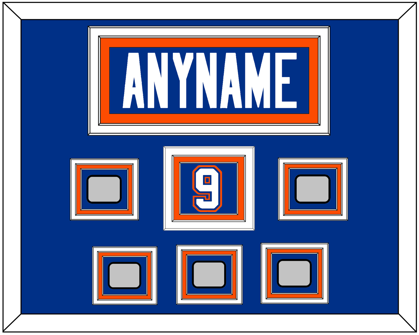 Edmonton Nameplate, Number (Shoulder) & 5 Stanley Cup Champions Patches - Road Blue (1981-1994) - Premier Tier 2