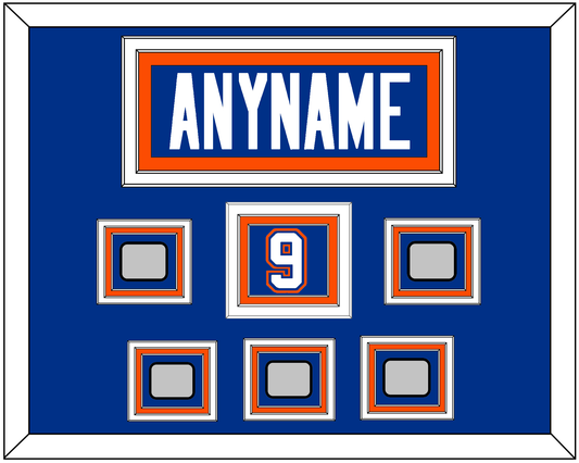Edmonton Nameplate, Number (Shoulder) & 5 Stanley Cup Champions Patches - Road Blue (1981-1994) - Premier Tier 2