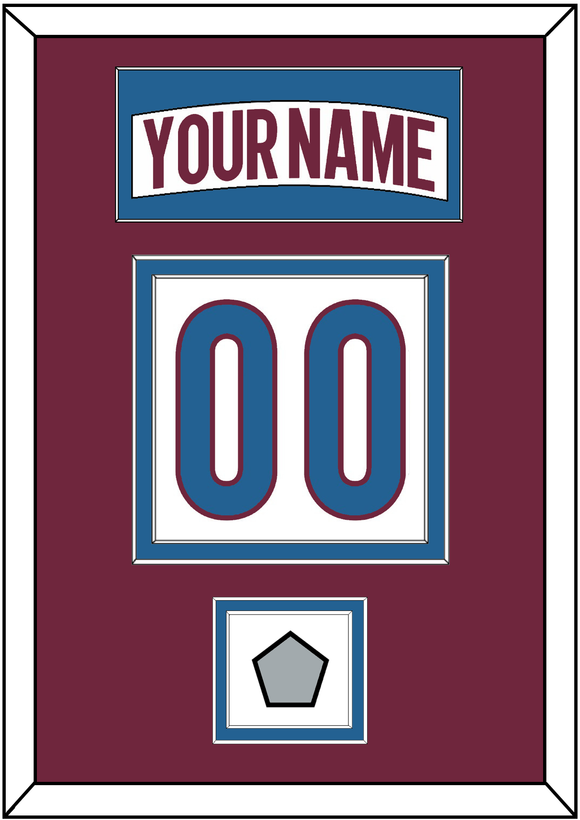 Colorado Nameplate & Number (Back) With Stanley Cup Finals Patch - Road White - Double Mat 3