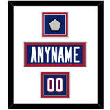 New York Nameplate, Number (Shoulder) & Super Bowl Jersey Patch - Home Blue (1980-1988) - Double Mat 1