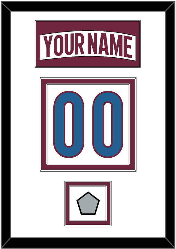 Colorado Nameplate & Number (Back) With Stanley Cup Champions Patch - Road White - Double Mat 1