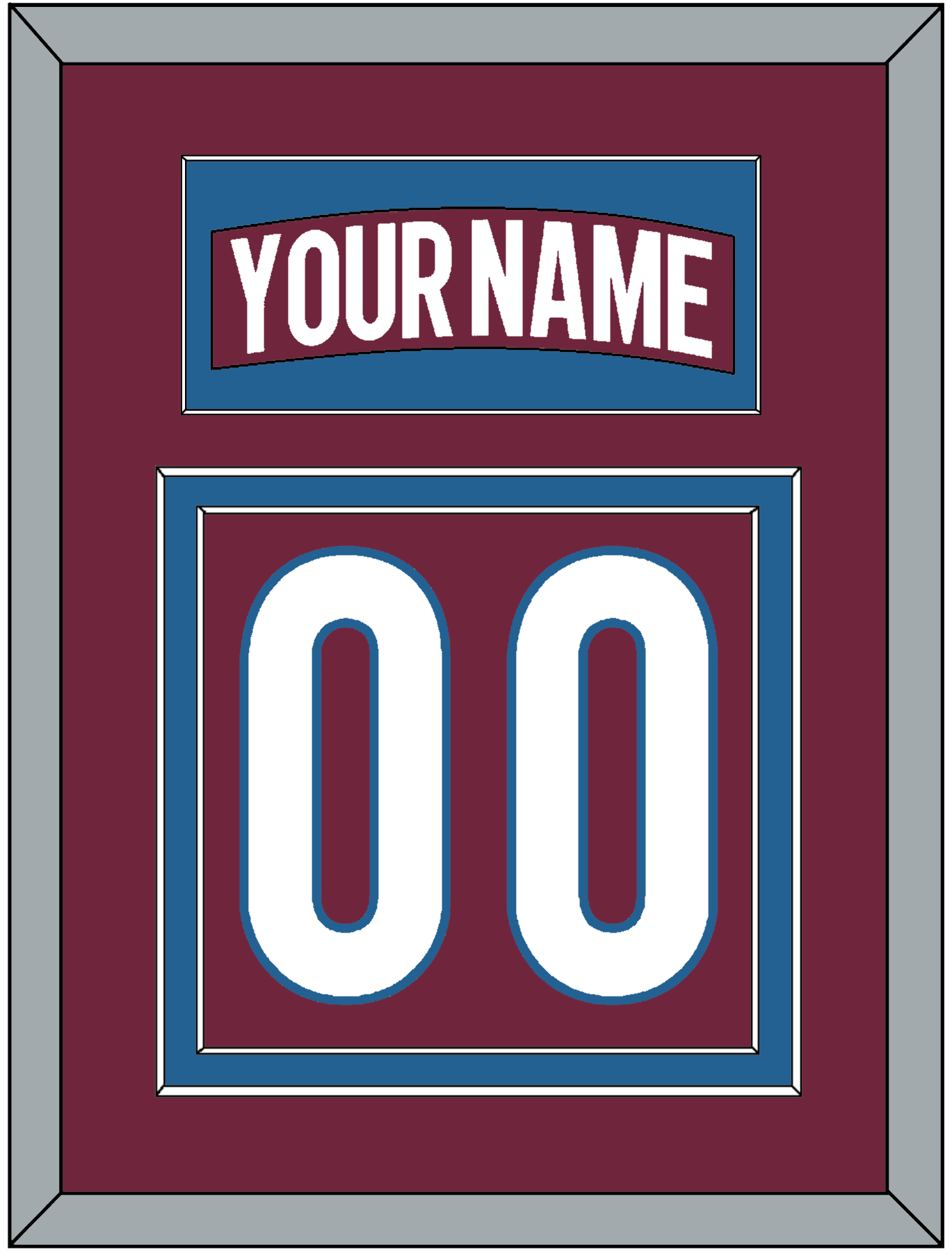 Colorado Nameplate & Number (Back) - Home Burgundy - Signature Tier 2