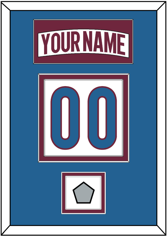 Colorado Nameplate & Number (Back) With Stanley Cup Champions Patch - Road White - Double Mat 4