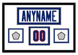 New York Nameplate & Number (Shoulder) With XXI & XXV Super Bowl Jersey Patches - Road White (1980-1988) - Double Mat 1
