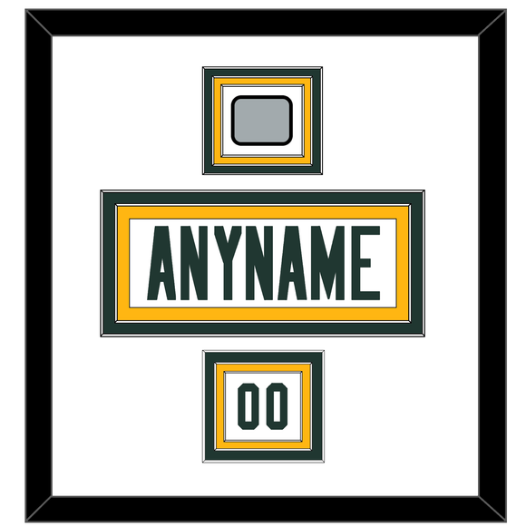 Green Bay Nameplate, Number (Shoulder) & Super Bowl Jersey Patch - Road White - Triple Mat 1