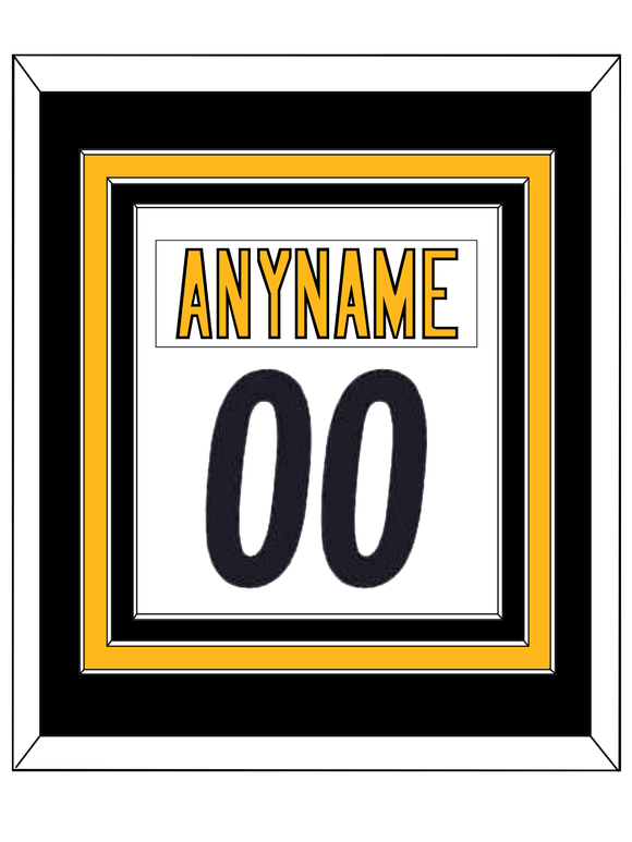 Pittsburgh Nameplate & Number (Back) Combined - Road White - Triple Mat 2