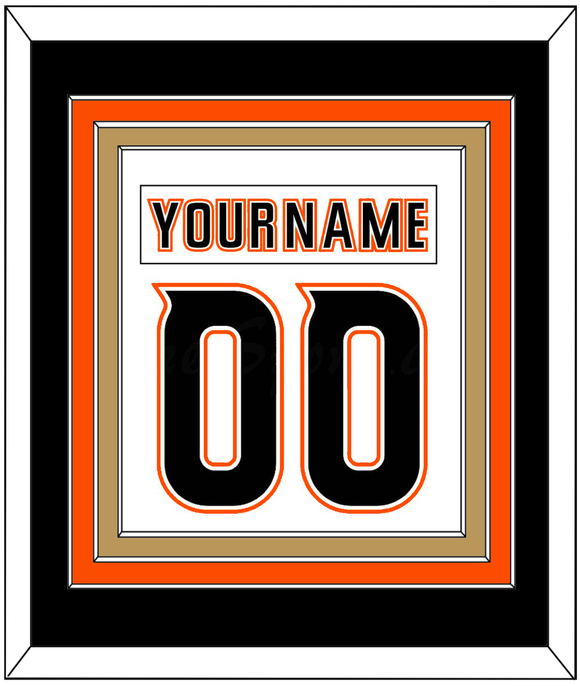 Anaheim Nameplate & Number (Back) Combined - Road White - Triple Mat 2