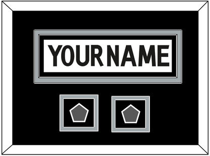 Los Angeles Nameplate With 2 Stanley Cup Finals Patches - Road White (2011-2017) - Signature Tier 3