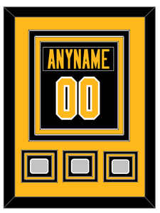 Pittsburgh Nameplate & Number (Back) Combined, With 3 Stanley Cup Champions Patches - Home Black - Triple Mat 3