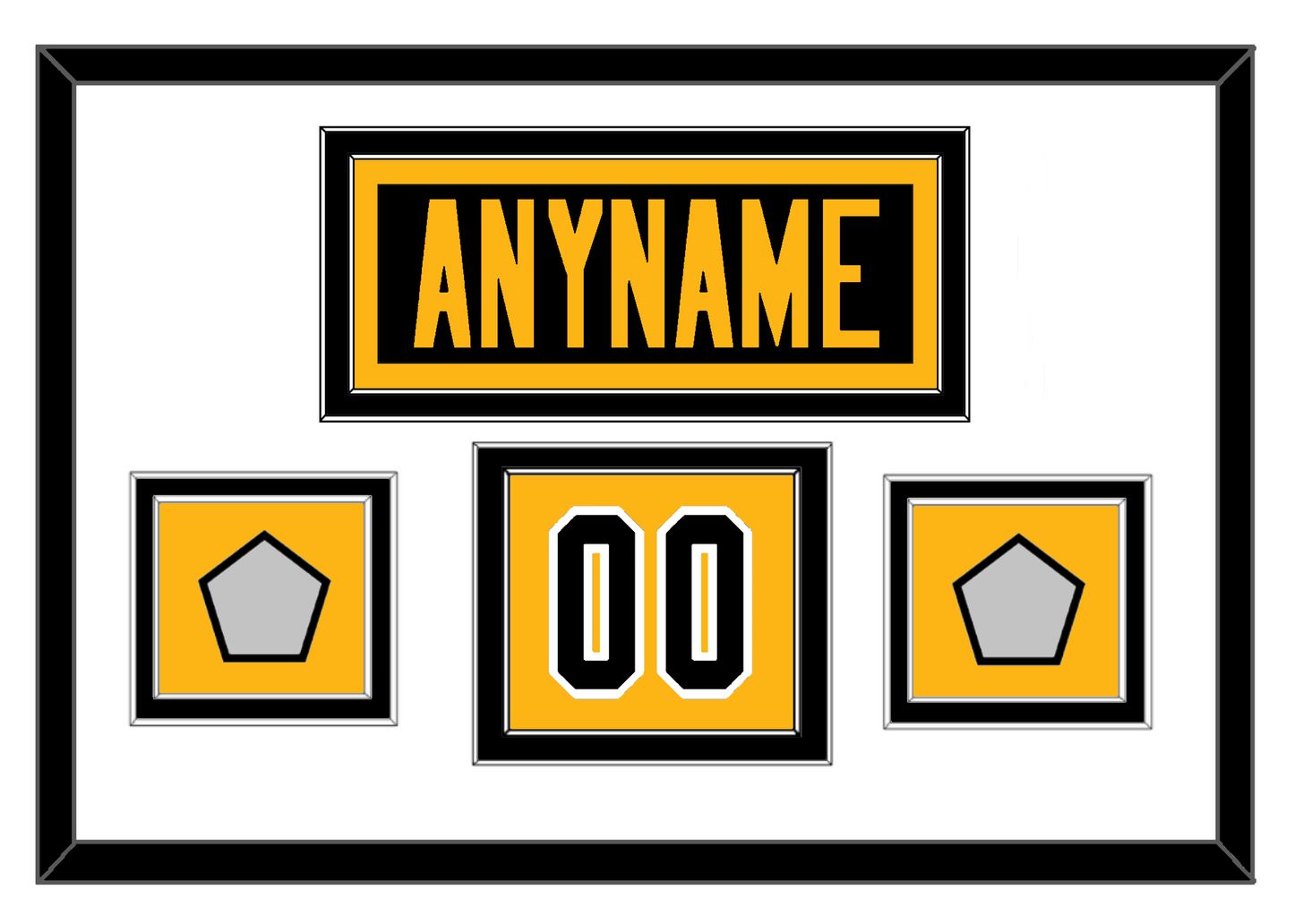 Pittsburgh Nameplate, Number (Shoulder) & 2 Stanley Cup Finals Patches - Road Black (1988-1992) - Signature Tier 1