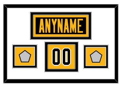 Pittsburgh Nameplate, Number (Shoulder) & 2 Stanley Cup Finals Patches - Road Black (1988-1992) - Signature Tier 1