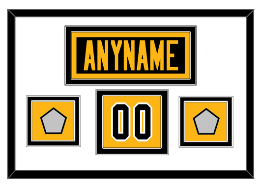 Pittsburgh Nameplate, Number (Shoulder) & 2 Stanley Cup Finals Patches - Road Black (1988-1992) - Signature Tier 1