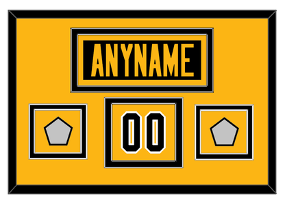 Pittsburgh Nameplate, Number (Shoulder) & 2 Stanley Cup Finals Patches - Road Black (1988-1992) - Signature Tier 2