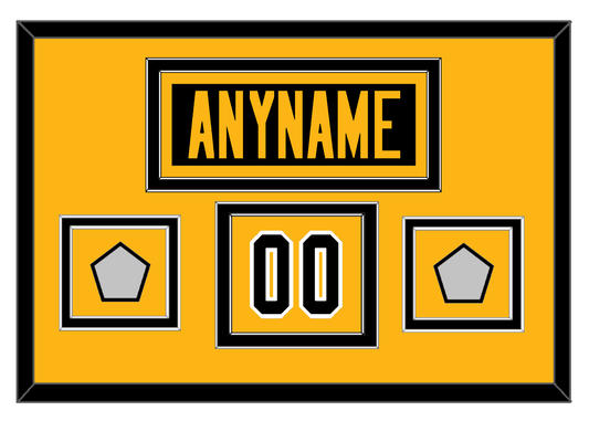 Pittsburgh Nameplate, Number (Shoulder) & 2 Stanley Cup Finals Patches - Road Black (1988-1992) - Signature Tier 2