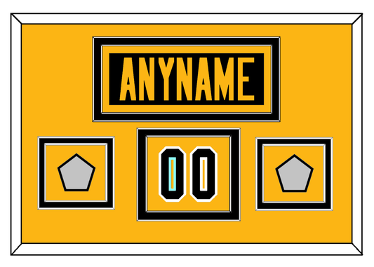 Pittsburgh Nameplate, Number (Shoulder) & 2 Stanley Cup Finals Patches - Road Black (1988-1992) - Signature Tier 2