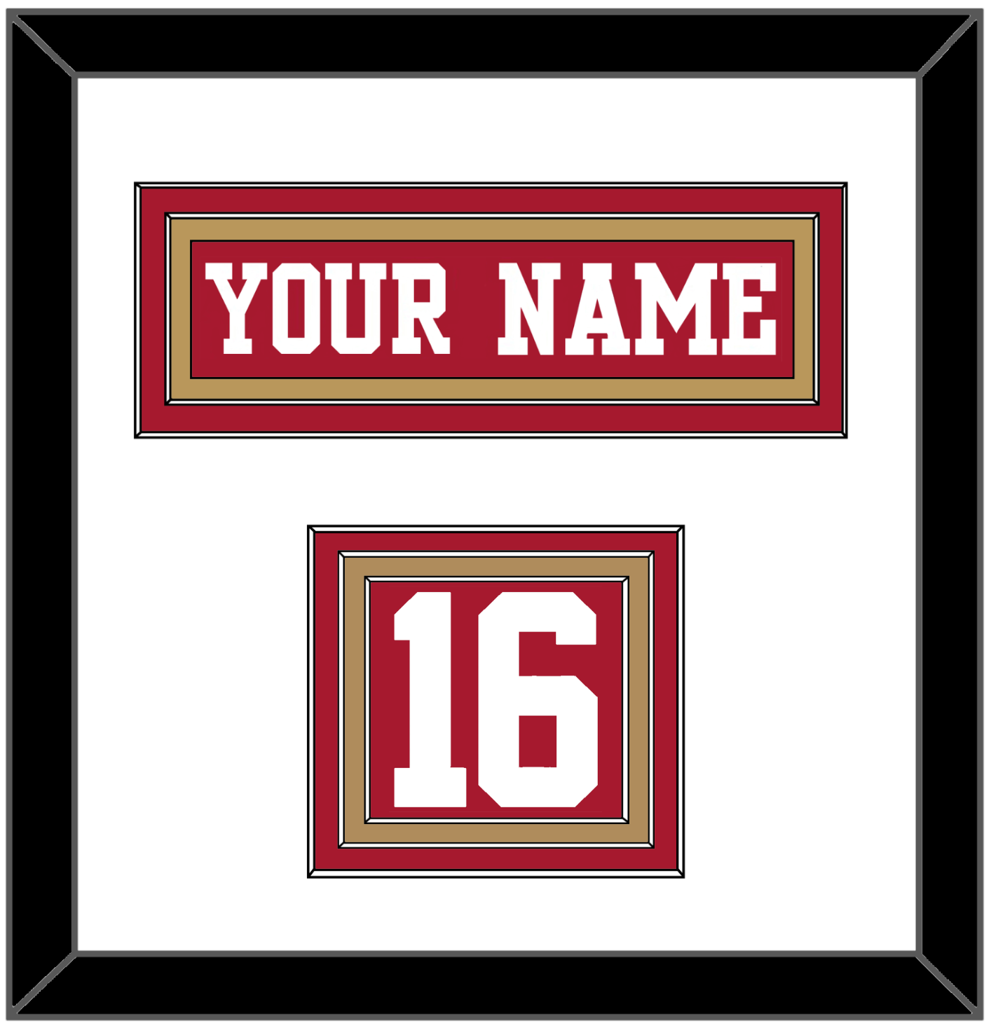 Nameplate with shoulder number layout