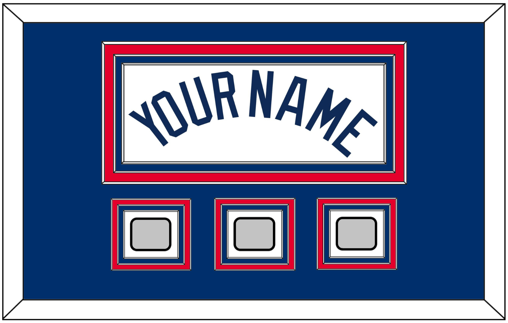 Name layout with championship patches