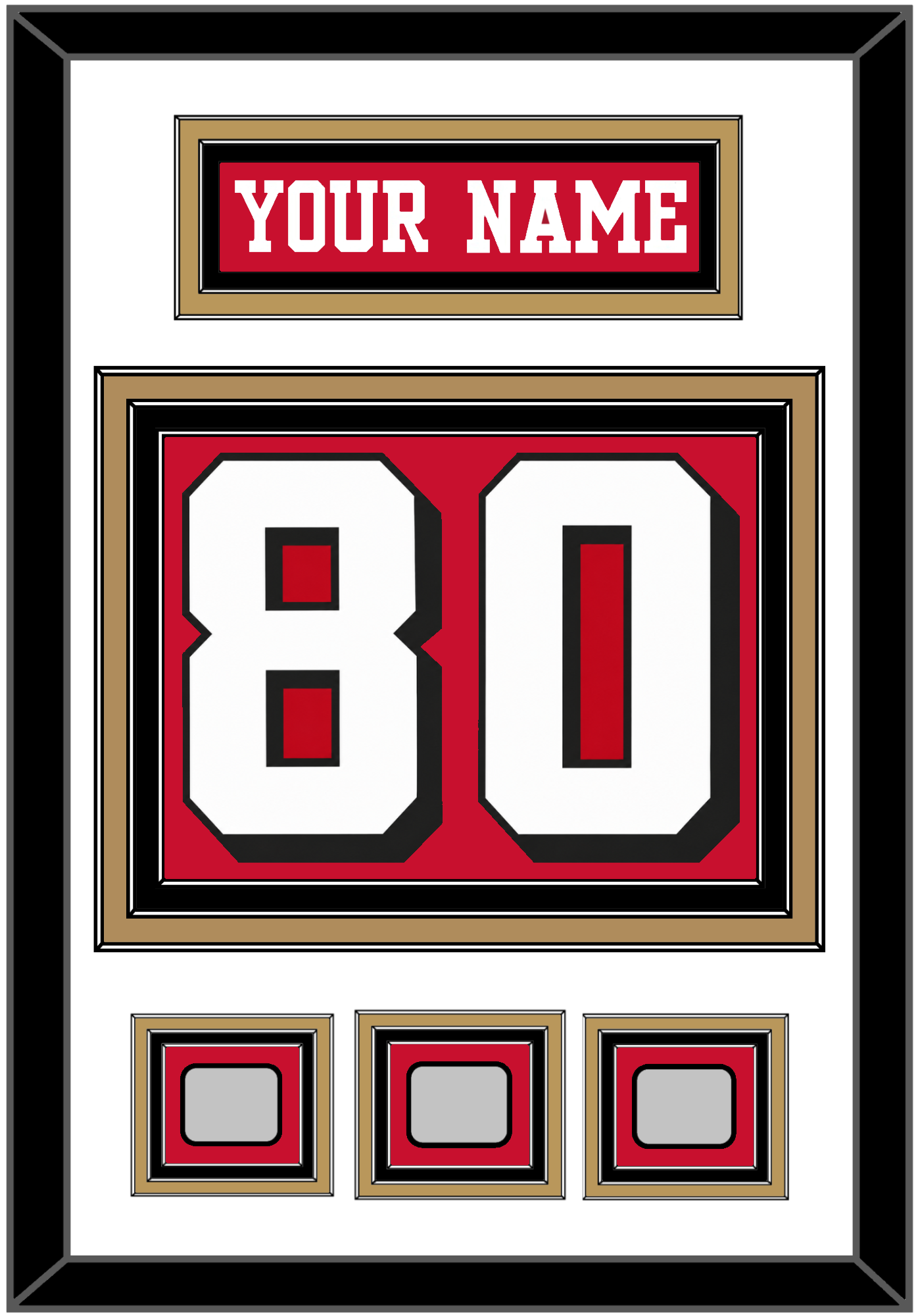 Split layout with championship patches
